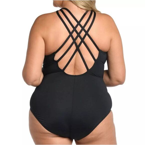 NWT La Blanca Tummy Control Multi Strap Cross-Back One-Piece Swimsuit Size 16 - Picture 1 of 14